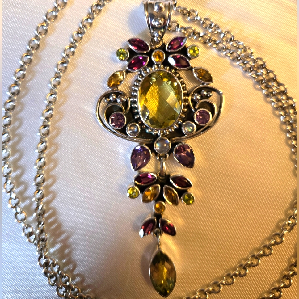 Large Nicky Butler Multigemstone Sterling Silver Necklace.